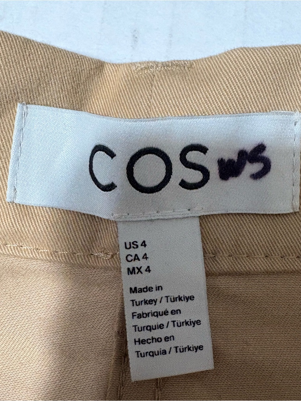 COS Asymmetric Cross Over Tan Cotton Midi Skirt Pockets 4 - Picture 5 of 12